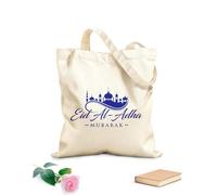 AILOONG Bolsas de lona con impresión digital Eid al Adha, caligrafía moderna dibujada a mano con mezquita, Eid al Fitr Tela de 340g/m² de grosor Se usa como neceser