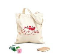 AILOONG Bolsas de lona con impresión digital Eid al Adha, caligrafía moderna dibujada a mano con mezquita, Eid al Fitr Tela de 340g/m² de grosor Se usa como neceser