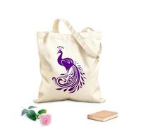 AILOONG Bolsas de lona con impresión digital Elegante silueta de pavo real con intrincadas plumas de cola. Tela de 340g/m² de grosor Se usa como neceser