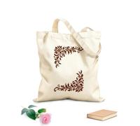 AILOONG Bolsas de lona con impresión digital Elegantes diseños florales en esquinas con hojas y espirales que crean simetría y enmarcan el espacio. Tela de 340g/m² de grosor Se usa como neceser