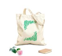 AILOONG Bolsas de lona con impresión digital Elegantes diseños florales en esquinas con hojas y espirales que crean simetría y enmarcan el espacio. Tela de 340g/m² de grosor Se usa como neceser