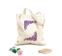 AILOONG Bolsas de lona con impresión digital Elegantes diseños florales en esquinas con hojas y espirales que crean simetría y enmarcan el espacio. Tela de 340g/m² de grosor Se usa como neceser