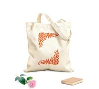 AILOONG Bolsas de lona con impresión digital Elegantes diseños florales en esquinas con hojas y espirales que crean simetría y enmarcan el espacio. Tela de 340g/m² de grosor Se usa como neceser