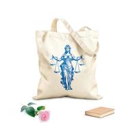 AILOONG Bolsas de lona con impresión digital Fachada más bella, emblemática dama de la justicia, serenidad simbólica, icono de la dama de la justicia. Tela de 340g/m² de grosor Se usa como neceser