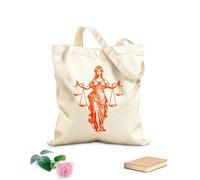 AILOONG Bolsas de lona con impresión digital Fachada más bella, emblemática dama de la justicia, serenidad simbólica, icono de la dama de la justicia. Tela de 340g/m² de grosor Se usa como neceser