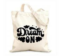 AILOONG Bolsas de lona con impresión digital Frase de motivación para soñar con letras en elegantes estrellas y nubes. Tela de 12 oz de grosor Se usa como neceser 35x40cm Grande