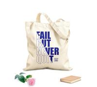 AILOONG Bolsas de lona con impresión digital Frase inspiradora y motivacional: Falla pero nunca te rindas. Gráfico tipográfico. Tela de 340g/m² de grosor Se usa como neceser