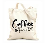 AILOONG Bolsas de lona con impresión digital Linda cita tipográfica sobre el café como primera frase Tela de 12 oz de grosor Se usa como neceser 35x40cm Grande