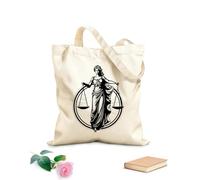 AILOONG Bolsas de lona con impresión digital Logotipo de la dama de la justicia, equidad ética, gracia judicial, dama de la justicia Tela de 12 oz de grosor Se usa como neceser 35x40cm Grande