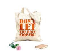 AILOONG Bolsas de lona con impresión digital No dejes que la lluvia te detenga, diseño tipográfico con cita motivadora. Tela de 340g/m² de grosor Se usa como neceser