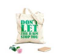 AILOONG Bolsas de lona con impresión digital No dejes que la lluvia te detenga, diseño tipográfico con cita motivadora. Tela de 340g/m² de grosor Se usa como neceser