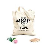 AILOONG Bolsas de lona con impresión digital No te arrepientas del pasado, solo aprende de él. Tela de 12 oz de grosor Se usa como neceser 25x30cm Pequeño