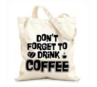 AILOONG Bolsas de lona con impresión digital No te olvides de tomar café Tela de 12 oz de grosor Se usa como neceser 31x36cm Mediano