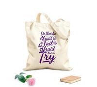 AILOONG Bolsas de lona con impresión digital No tengas miedo de fracasar, no tengas miedo de intentarlo, motivación, tipografía, cita, diseño Tela de 340g/m² de grosor Se usa como neceser