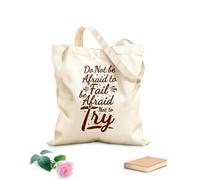 AILOONG Bolsas de lona con impresión digital No tengas miedo de fracasar, no tengas miedo de intentarlo, motivación, tipografía, cita, diseño Tela de 340g/m² de grosor Se usa como neceser