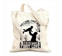 AILOONG Bolsas de lona con impresión digital Papá, el primer héroe de un hijo, el primer amor de una hija. Tela de 12 oz de grosor Se usa como neceser 31x36cm Mediano