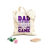 AILOONG Bolsas de lona con impresión digital Papá es mi nombre, el café es mi juego. Tela de 340g/m² de grosor Se usa como neceser
