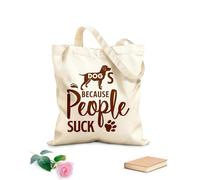 AILOONG Bolsas de lona con impresión digital Perros porque la gente apesta, cita de perro, tipografía de letras con siluetas de perros Tela de 340g/m² de grosor Se usa como neceser