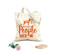 AILOONG Bolsas de lona con impresión digital Perros porque la gente apesta, cita de perro, tipografía de letras con siluetas de perros Tela de 340g/m² de grosor Se usa como neceser
