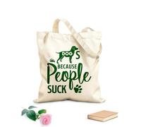 AILOONG Bolsas de lona con impresión digital Perros porque la gente apesta, cita de perro, tipografía de letras con siluetas de perros Tela de 340g/m² de grosor Se usa como neceser