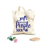 AILOONG Bolsas de lona con impresión digital Perros porque la gente apesta, cita de perro, tipografía de letras con siluetas de perros Tela de 340g/m² de grosor Se usa como neceser
