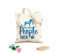 AILOONG Bolsas de lona con impresión digital Perros porque la gente apesta, cita de perro, tipografía de letras con siluetas de perros Tela de 340g/m² de grosor Se usa como neceser