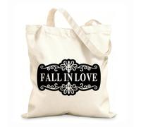 AILOONG Bolsas de lona con impresión digital Placa con el nombre Enamórate Tela de 12 oz de grosor Se usa como neceser 25x30cm Pequeño