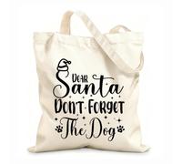 AILOONG Bolsas de lona con impresión digital Querido Santa, no te olvides del perro. Tela de 12 oz de grosor Se usa como neceser 25x30cm Pequeño