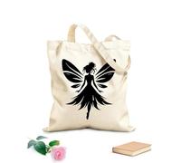 AILOONG Bolsas de lona con impresión digital silueta de hada rodeada de flores y magia Tela de 12 oz de grosor Se usa como neceser 35x40cm Grande