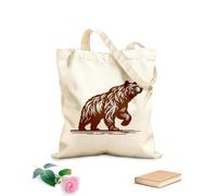 AILOONG Bolsas de lona con impresión digital Silueta detallada de oso salvaje con rasgos afilados Tela de 340g/m² de grosor Se usa como neceser