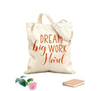 AILOONG Bolsas de lona con impresión digital Sueña en grande, trabaja duro, letras inspiradoras Tela de 340g/m² de grosor Se usa como neceser