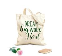 AILOONG Bolsas de lona con impresión digital Sueña en grande, trabaja duro, letras inspiradoras Tela de 340g/m² de grosor Se usa como neceser