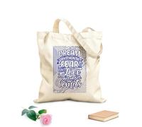 AILOONG Bolsas de lona con impresión digital Sueña sin miedo y ama sin límites, citas de corazón para adultos, diseño para aliviar la ansiedad. Tela de 340g/m² de grosor Se usa como neceser