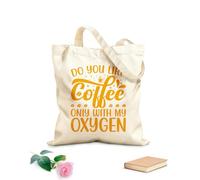 AILOONG Bolsas de lona con impresión digital ¿Te gusta el café solo con mi café de oxígeno? Impresión, folleto, póster, diseño, taza Tela de 340g/m² de grosor Se usa como neceser