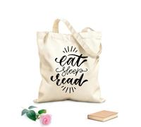 AILOONG Bolsas de lona con impresión digital Tela de 12 oz de grosor Comer, dormir, leer, cita inspiradora y motivadora, letras a mano y arte. Se usa como neceser 35x40cm Grande