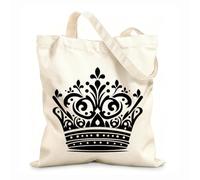 AILOONG Bolsas de lona con impresión digital Tela de 12 oz de grosor Elegantes siluetas de coronas que simbolizan poder y autoridad en y Se usa como neceser 31x36cm Mediano