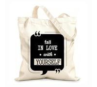 AILOONG Bolsas de lona con impresión digital Tela de 12 oz de grosor Enamórate de ti mismo cita motivacional Se usa como neceser 25x30cm Pequeño