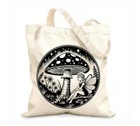 AILOONG Bolsas de lona con impresión digital Tela de 12 oz de grosor hada sentada sobre un hongo Se usa como neceser 35x40cm Grande