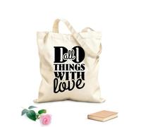 AILOONG Bolsas de lona con impresión digital Tela de 12 oz de grosor Haz todas las cosas con amor, cita motivacional Se usa como neceser 31x36cm Mediano