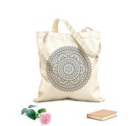 AILOONG Bolsas de lona con impresión digital Tela de 12 oz de grosor mandala floral concéntrico Se usa como neceser 25x30cm Pequeño