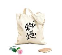 AILOONG Bolsas de lona con impresión digital Tela de 12 oz de grosor Motivación expresiva e inspiración diseño de caligrafía de pincel moderno chica hazlo Se usa como neceser 35x40cm Grande