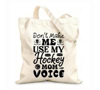 AILOONG Bolsas de lona con impresión digital Tela de 12 oz de grosor No me hagas usar mi voz de mamá de hockey Se usa como neceser 31x36cm Mediano
