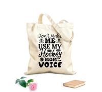 AILOONG Bolsas de lona con impresión digital Tela de 12 oz de grosor No me hagas usar mi voz de mamá de hockey Se usa como neceser 35x40cm Grande