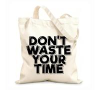 AILOONG Bolsas de lona con impresión digital Tela de 12 oz de grosor No pierdas tu tiempo Se usa como neceser 25x30cm Pequeño