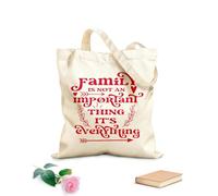 AILOONG Bolsas de lona con impresión digital Tela de 340g/m² de grosor Diseño de impresión tipográfica con cita de amor familiar. La familia no es algo importante, es todo. Se usa como neceser