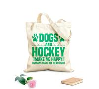 AILOONG Bolsas de lona con impresión digital Tela de 340g/m² de grosor Diseño de perros y deportes de hockey. Se usa como neceser