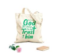 AILOONG Bolsas de lona con impresión digital Tela de 340g/m² de grosor Diseño tipográfico gráfico de fe, dios o jesús Se usa como neceser