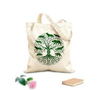 AILOONG Bolsas de lona con impresión digital Tela de 340g/m² de grosor Elegante clipart de árbol de la vida celta con silueta de zorro Se usa como neceser