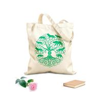 AILOONG Bolsas de lona con impresión digital Tela de 340g/m² de grosor Elegante clipart de árbol de la vida celta con silueta de zorro Se usa como neceser