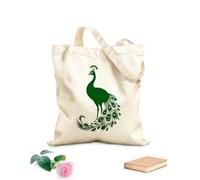 AILOONG Bolsas de lona con impresión digital Tela de 340g/m² de grosor Elegante silueta de un pavo real con las plumas de la cola extendidas. Se usa como neceser